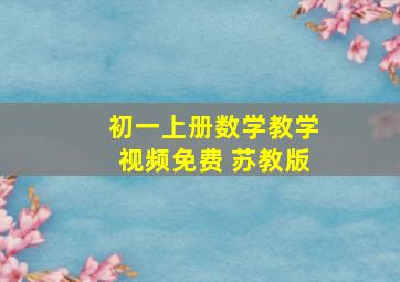 初一上册数学教学视频免费 苏教版